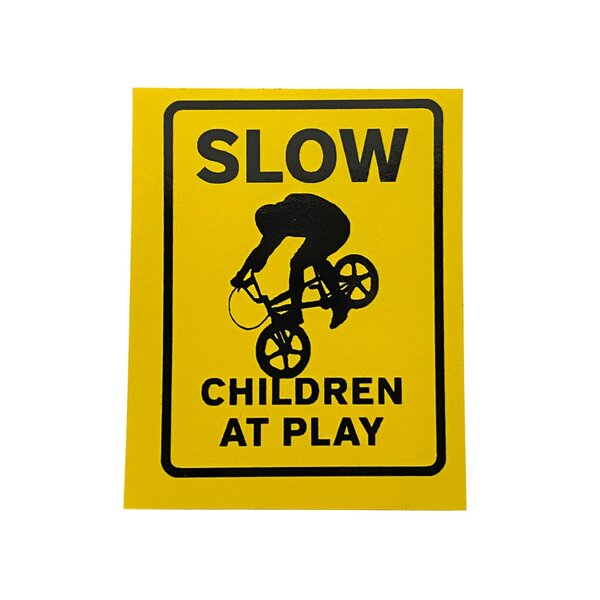 Stay Rad "SLOW CHILDREN" decal - 2 1/8"x 2 3/4" - BLACK/YELLOW
