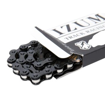 Izumi Izumi x MASH BMX single speed bicycle chain 1/2" X 1/8" 116L JET BLACK w/ SILVER rollers