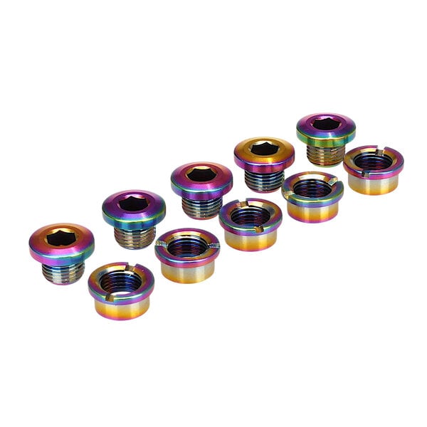 Porkchop BMX Titanium BMX bicycle single speed chainring bolts - set of 5 - OIL SLICK