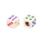 Porkchop BMX Porkchop Dice Bicycle Valve Cap (pair) WHITE with MULTICOLOR PIP