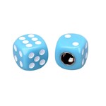 Porkchop BMX Porkchop Dice Bicycle Tire Schrader Valve Caps (pair) - LIGHT BLUE w/ WHITE pips