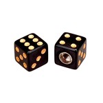 Porkchop BMX Porkchop Dice Bicycle Tire Schrader Valve Cap (pair) BLACK with GOLD PIPS