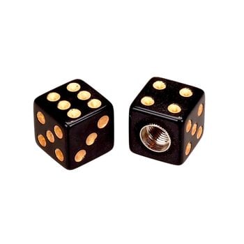 Porkchop BMX Porkchop Dice Bicycle Tire Schrader Valve Cap (pair) BLACK with GOLD PIPS