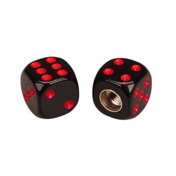 Porkchop BMX Porkchop Dice Bicycle Tire Schrader Valve Caps (pair) BLACK with RED PIPS