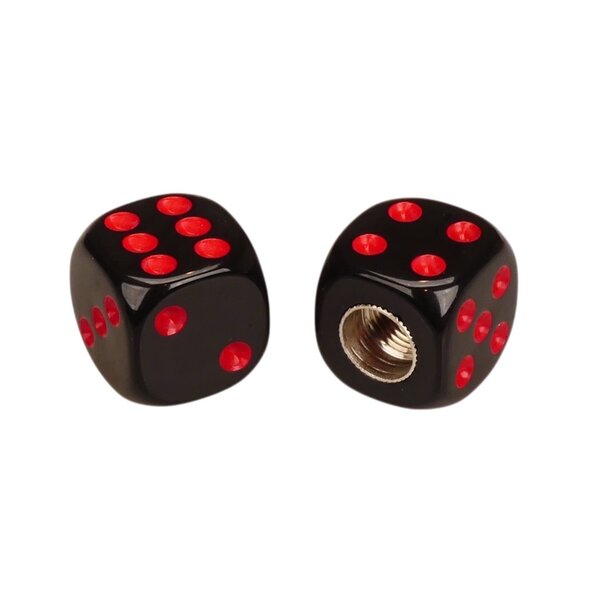 Porkchop BMX Porkchop Dice Bicycle Tire Schrader Valve Caps (pair) BLACK with RED PIPS