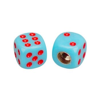 Porkchop BMX Porkchop Dice Bicycle Tire Schrader Valve Caps (pair) LIGHT BLUE with RED PIPS