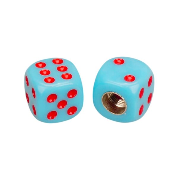 Porkchop BMX Porkchop Dice Bicycle Tire Schrader Valve Caps (pair) LIGHT BLUE with RED PIPS