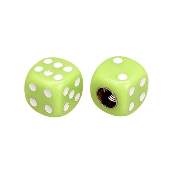 Porkchop BMX Porkchop Dice Bicycle Tire Schrader Valve Caps (pair) - APPLE GREEN w/ WHITE PIPS