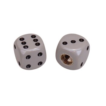 Porkchop BMX Porkchop Dice Bicycle Tire Schrader Valve Caps (pair) - GRAY GREY w/ BLACK pips