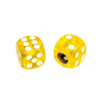 Porkchop BMX Porkchop Dice Bicycle Tire Schrader Valve Caps (pair) - CLEAR YELLOW