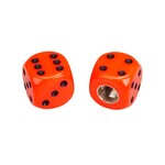 Porkchop BMX Porkchop Dice Bicycle Tire Schrader Valve Caps (pair) ORANGE w/ BLACK PIPS