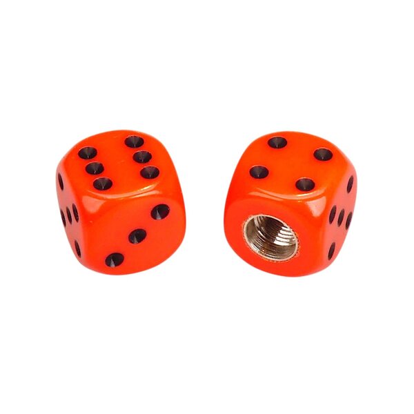 Porkchop BMX Porkchop Dice Bicycle Tire Schrader Valve Caps (pair) ORANGE w/ BLACK PIPS