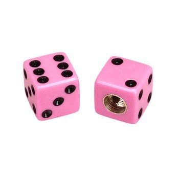Porkchop BMX Porkchop Dice Bicycle Tire Schrader Valve Caps (pair) PINK with BLACK PIPS