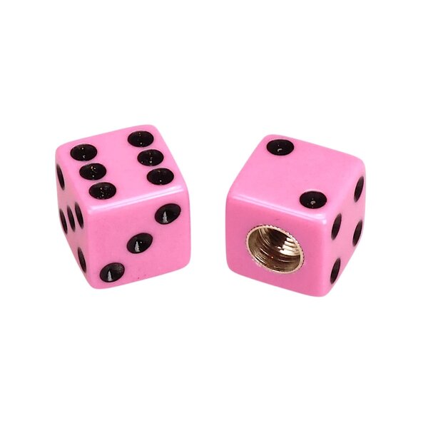 Porkchop BMX Porkchop Dice Bicycle Tire Schrader Valve Caps (pair) PINK with BLACK PIPS