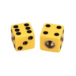 Porkchop BMX Porkchop Dice Bicycle Tire Schrader Valve Caps (pair) - YELLOW with BLACK PIPS