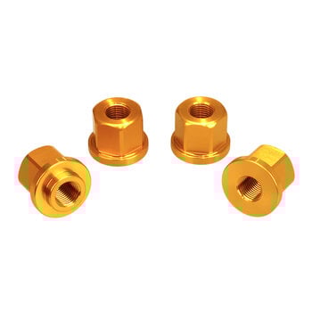 Porkchop BMX 3/8" X 26T axle nut set with 2x nuts to fit 14mm drop outs and 2x to fit regular 3/8" drop outs (SET OF 4) GOLD
