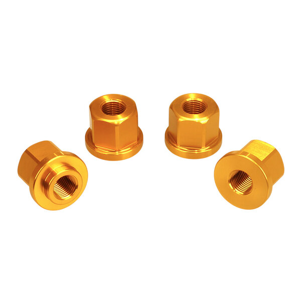 Porkchop BMX 3/8" X 26T axle nut set with 2x nuts to fit 14mm drop outs and 2x to fit regular 3/8" drop outs (SET OF 4) GOLD