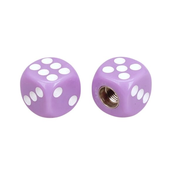 Porkchop BMX Porkchop Dice Bicycle Tire Schrader Valve Caps (pair) - LAVENDER w/ WHITE PIPS