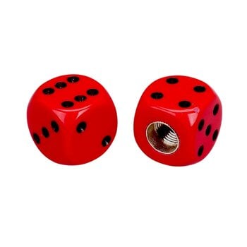 Porkchop BMX Porkchop Dice Bicycle Tire Schrader Valve Caps (pair) RED with BLACK PIPS