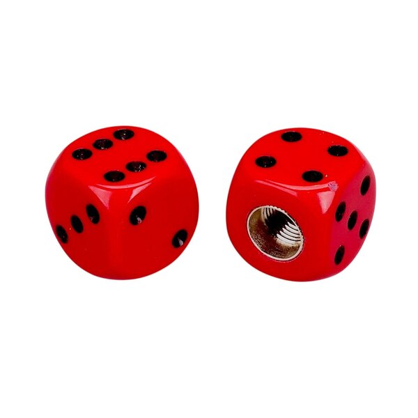 Porkchop BMX Porkchop Dice Bicycle Tire Schrader Valve Caps (pair) RED with BLACK PIPS