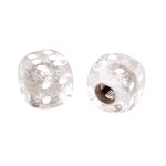 Porkchop BMX Porkchop Dice Bicycle Tire Schrader Valve Caps (pair) - CLEAR with WHITE pips