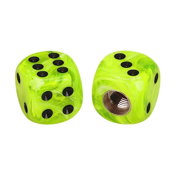 Porkchop BMX Porkchop Dice Bicycle Tire Schrader Valve Caps (pair) - GREEN SLIME SWIRL