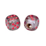 Porkchop BMX Porkchop Dice Bicycle Tire Schrader Valve Caps (pair) - CLEAR BLACK SMOKE with RED pips