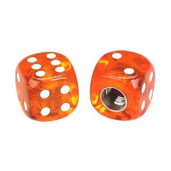 Porkchop BMX Porkchop Dice Bicycle Tire Schrader Valve Caps (pair) - CLEAR ORANGE