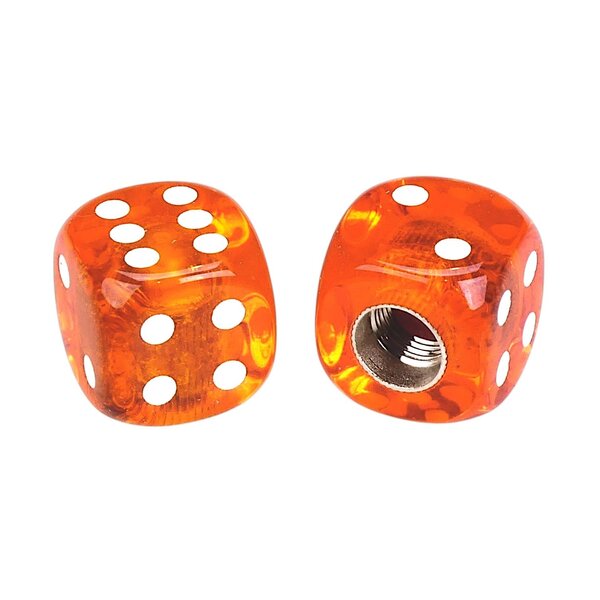 Porkchop BMX Porkchop Dice Bicycle Tire Schrader Valve Caps (pair) - CLEAR ORANGE