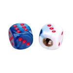 Porkchop BMX Porkchop Dice Bicycle Tire Schrader Valve Caps (pair) - BLUE WHITE SWIRL w/ RED pips