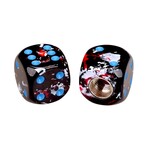 Porkchop BMX Porkchop Dice Bicycle Tire Schrader Valve Caps (pair) - BLACK RED WHITE SPLATTER w/ BLUE pips