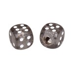 Porkchop BMX Porkchop Dice Bicycle Tire Schrader Valve Caps (pair) - CLEAR BLACK SMOKE with WHITE pips