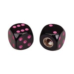 Porkchop BMX Porkchop Dice Bicycle Tire Schrader Valve Caps (pair) - BLACK with PINK pips