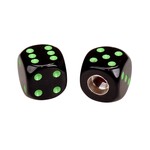 Porkchop BMX Porkchop Dice Bicycle Tire Schrader Valve Caps (pair) - BLACK with GREEN pips
