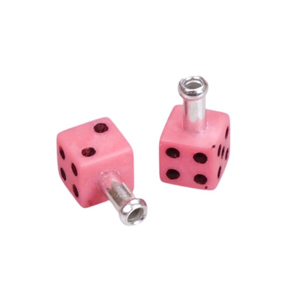 Porkchop BMX Porkchop Dice Bicycle Brake Cable End Tips (pair) - PINK w/ BLACK pips