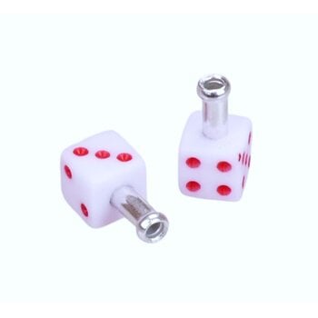 Porkchop BMX Porkchop Dice Bicycle Brake Cable End Tips (pair) - WHITE w/ RED pips