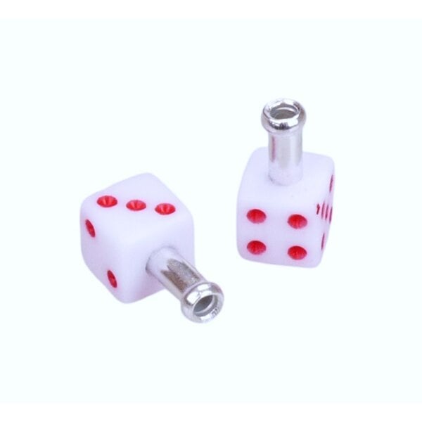Porkchop BMX Porkchop Dice Bicycle Brake Cable End Tips (pair)  WHITE w/ RED pips