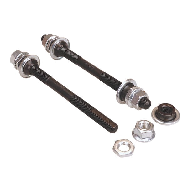 Porkchop BMX 3/8" x 26T BMX bicycle chromoly axle set (FRONT w/ FLATS & REAR) - BLACK