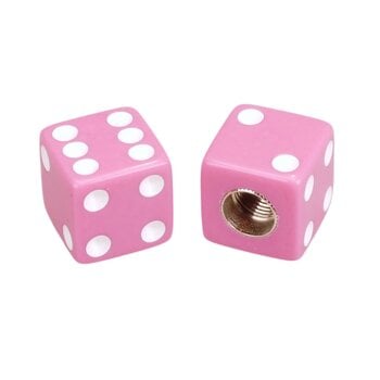 Porkchop BMX Porkchop Dice Bicycle Tire Schrader Valve Caps (pair) - PINK w/ WHITE pips