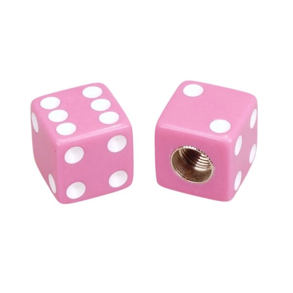 Porkchop BMX Porkchop Dice Bicycle Tire Schrader Valve Caps (pair) - PINK w/ WHITE pips