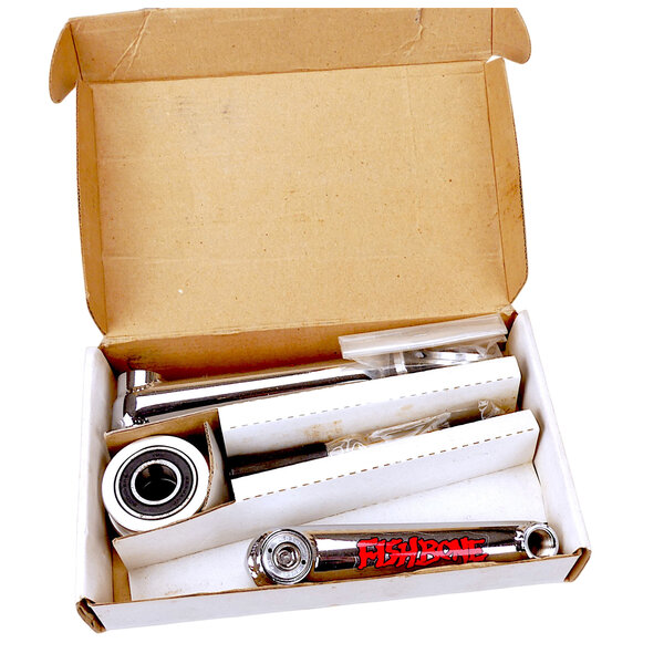 Fishbone 120mm flatland mid school BMX bicycle chromoly crankset - CHROME - NOS