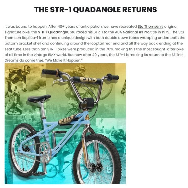 SE Racing 2020 SE Racing STR-1 Quadangle frame & fork (#440) - NEW IN BOX