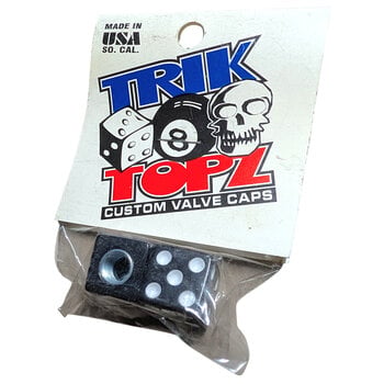 NOS Trik Topz dice Schrader valve caps (PAIR) - BLACK