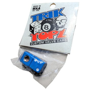 NOS Trik Topz dice Schrader valve caps (PAIR) - BLUE