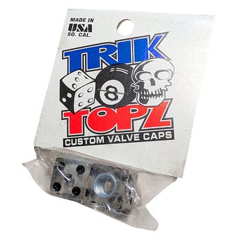 NOS Trik Topz dice Schrader valve caps (PAIR) - CLEAR