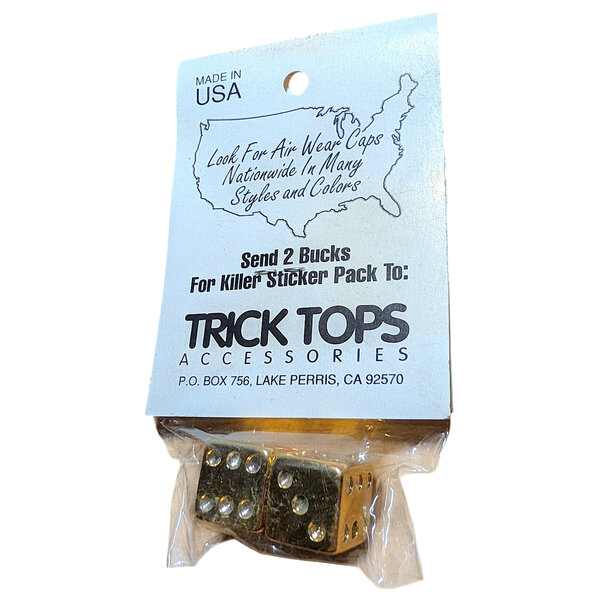 NOS Trik Topz "Air Wear" dice Schrader valve caps (PAIR) - GOLD