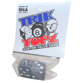 NOS Trik Topz dice Schrader valve caps (PAIR) - CLEAR GLITTER
