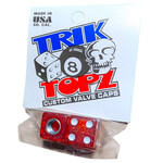 NOS Trik Topz dice Schrader valve caps (PAIR) - RED GLITTER