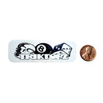 Trik Topz (late 90's logo) sticker decal (3" X 1") - BLACK & WHITE printed on CLEAR - NOS!