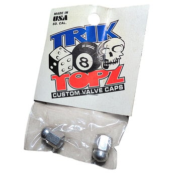 NOS Trik Topz ACORN Schrader valve caps (PAIR) - SILVER